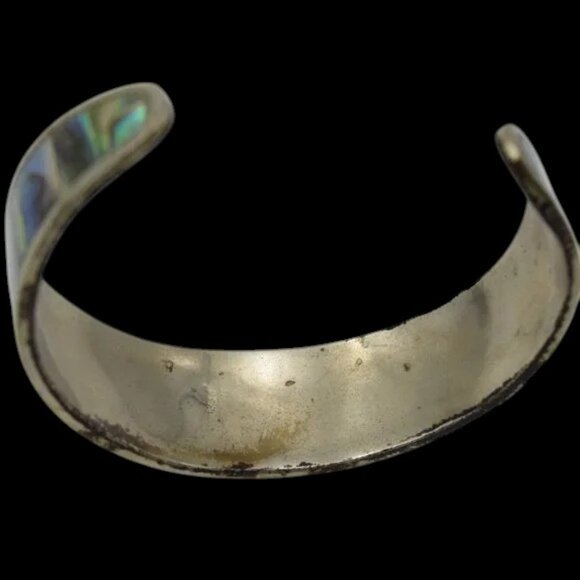 Vintage Flower Abalone MOP Silver Tone Bracelet Hencho En Mexico - Picture 6 of 6